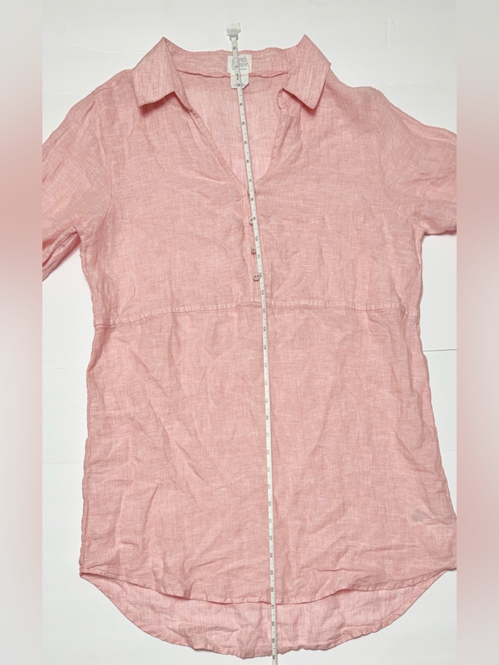 Sigrid Olsen 100% Linen Pink Tunic Top Women’s Small Button Front Shirt - Picture 5 of 10